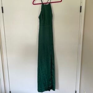 Emerald Green Satin Strappy Maxi Dress